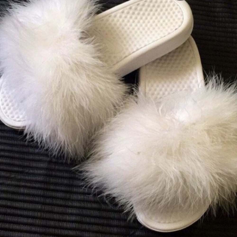 Faux Fur Nike slides
